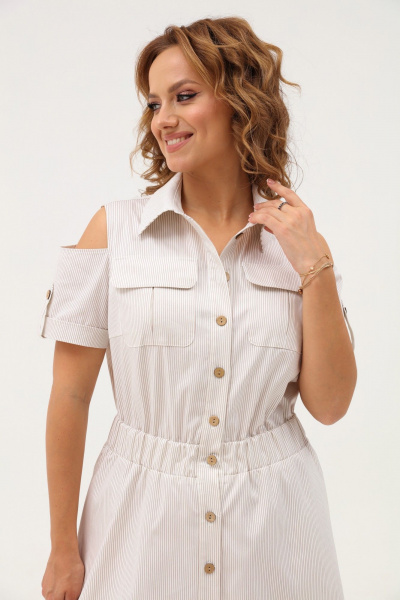 Платье-рубашка из хлопка с накладными карманами Angelina & Сompany 1116 - фото 6