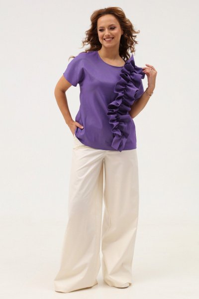 Белые широкие брюки палаццо с высокой посадкой ANIDEN 1117 - фото 3