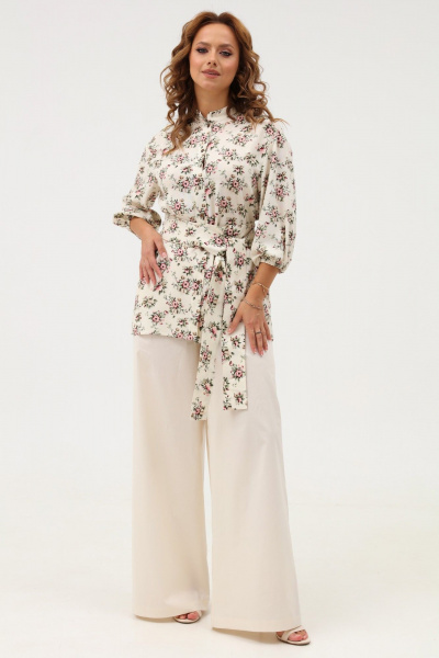 Белые широкие брюки палаццо с высокой посадкой ANIDEN 1117 - фото 2