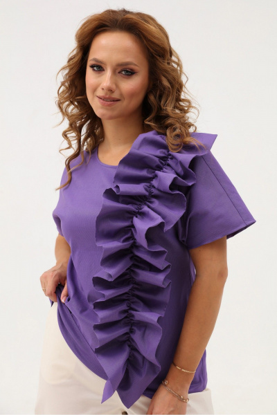 Фиолетовая летняя блуза из текстиля с люрексом Angelina & Сompany 1118 - фото 8