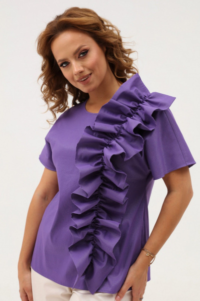 Фиолетовая летняя блуза из текстиля с люрексом Angelina & Сompany 1118 - фото 5