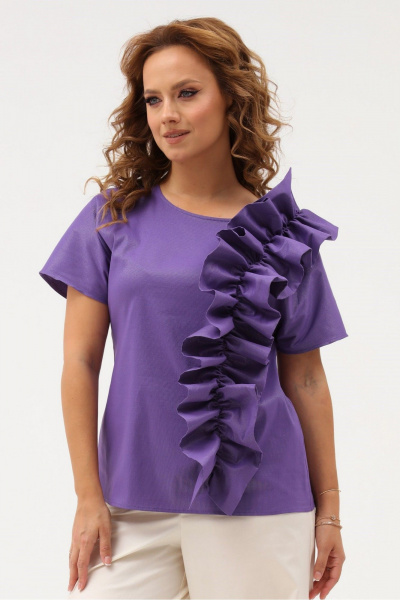 Фиолетовая летняя блуза из текстиля с люрексом Angelina & Сompany 1118 - фото 1