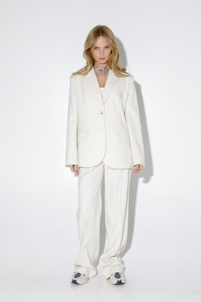 Жакет из вискозы прилегающего силуэта на подкладке PiRS 5255 светло-бежевый - фото 4