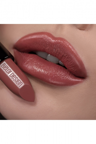 Помада коричневого оттенка с мягким покрытием и витаминной формулой Belor Design BE COLOR тон 117 кофе с молоком - фото 2