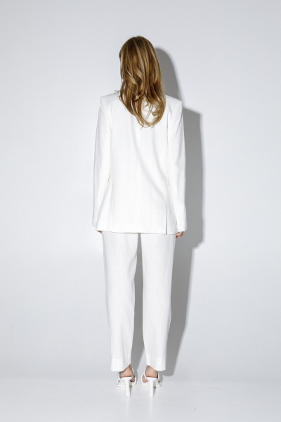 Льняной костюм-тройка из жакета, жилета и брюк PiRS 5283 белый - фото 6