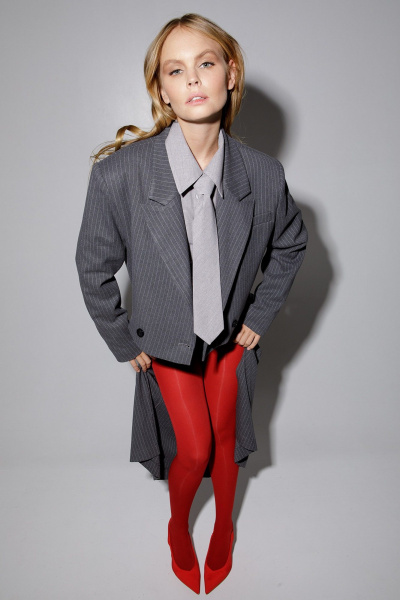 Костюм-двойка с юбкой и жакетом с разрезом PiRS 5301 серый - фото 12