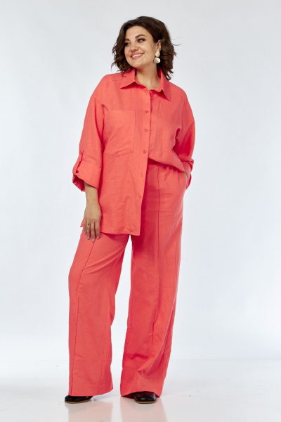 Брюки, рубашка AVA fashion М-066.01 коралловый - фото 6