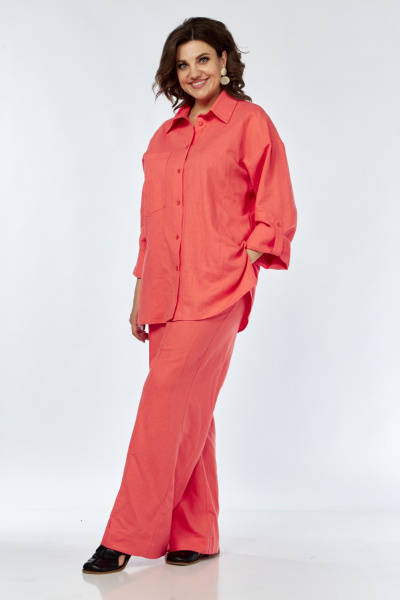 Брюки, рубашка AVA fashion М-066.01 коралловый - фото 4
