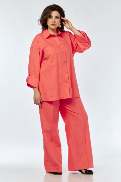 Брюки, рубашка AVA fashion М-066.01 коралловый - фото 3