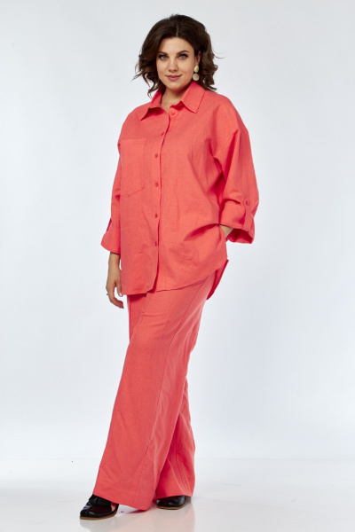 Брюки, рубашка AVA fashion М-066.01 коралловый - фото 2