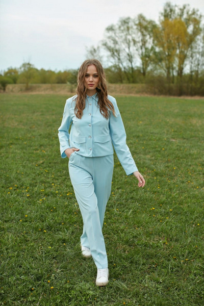 Голубые брюки с стрелками из текстиля для повседневных образов ERTANNO 2101 голубой - фото 7