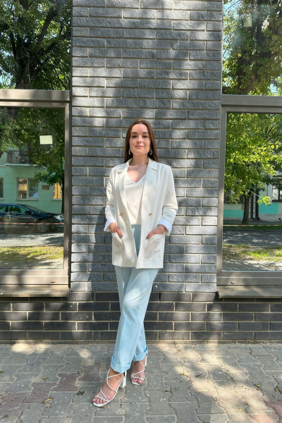 Голубые брюки с стрелками из текстиля для повседневных образов ERTANNO 2101 голубой - фото 6