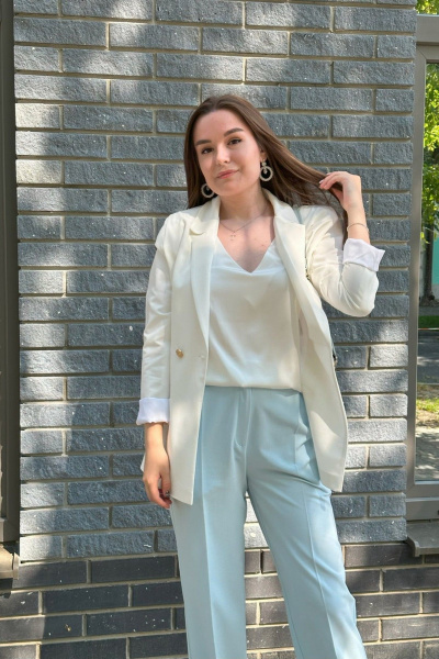 Голубые брюки с стрелками из текстиля для повседневных образов ERTANNO 2101 голубой - фото 2