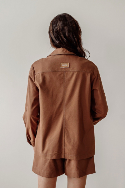 Рубашка-ветровка из денима в табачном цвете ERTANNO 2104 табачный - фото 4