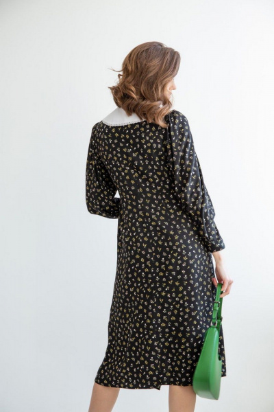 Черное платье с пуговицами и воротничком из вискозы ERTANNO 2109 черный - фото 6