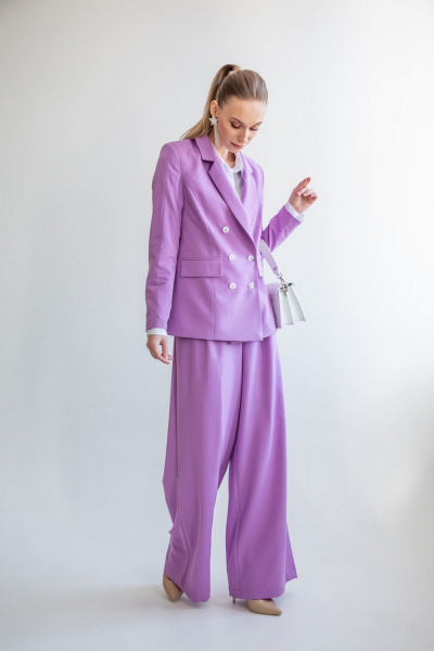 Фиолетовые брюки палаццо из костюмной ткани ERTANNO 2214 лиловый - фото 3
