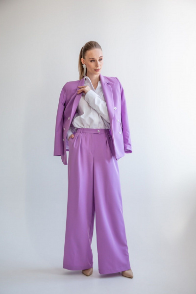 Фиолетовые брюки палаццо из костюмной ткани ERTANNO 2214 лиловый - фото 1