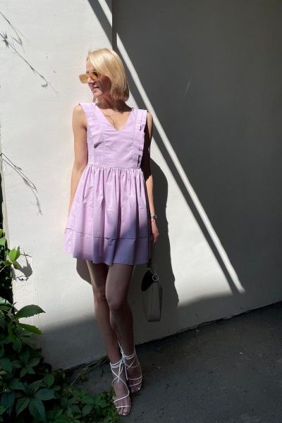 Лиловый летний сарафан из хлопка с отрезной талией ERTANNO 2220 лиловый - фото 5