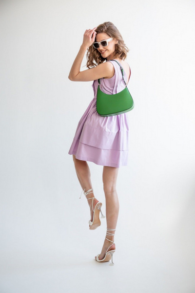 Лиловый летний сарафан из хлопка с отрезной талией ERTANNO 2220 лиловый - фото 3