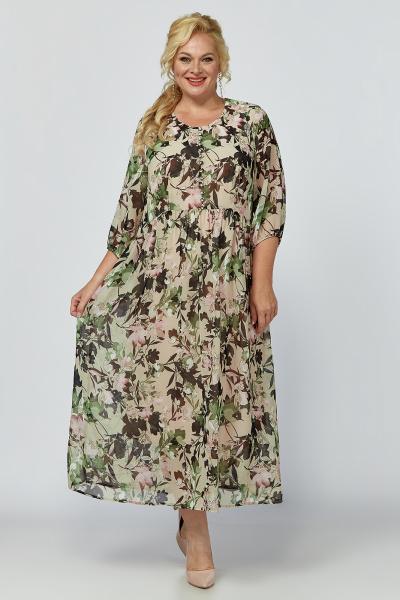 Платье из шифона с отрезным лифом, универсальное, в стиле А-силуэт Algranda А3883-o-a4 - фото 1