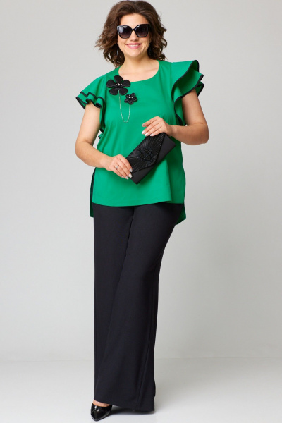 Блуза, брюки EVA GRANT 7182 изумруд - фото 5