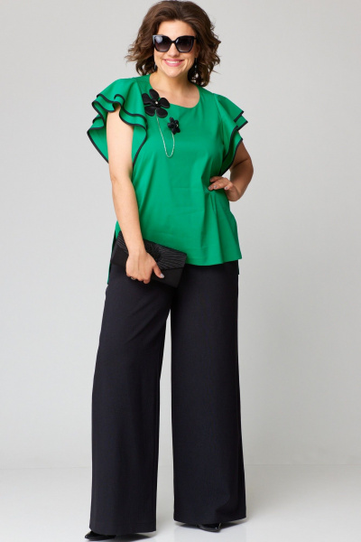 Блуза, брюки EVA GRANT 7182 изумруд - фото 4
