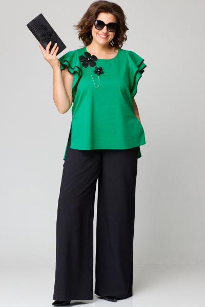 Блуза, брюки EVA GRANT 7182 изумруд - фото 3