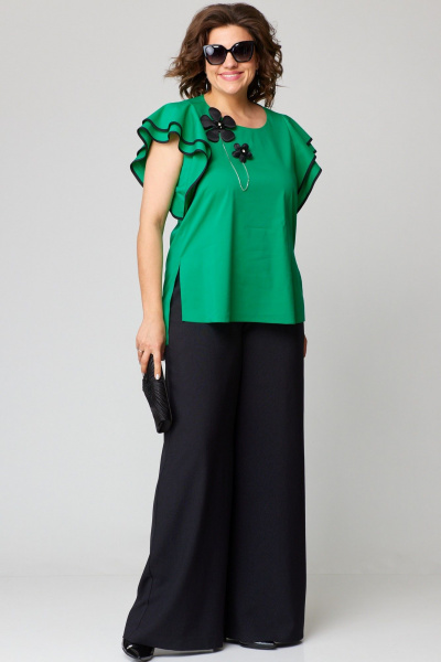 Блуза, брюки EVA GRANT 7182 изумруд - фото 1