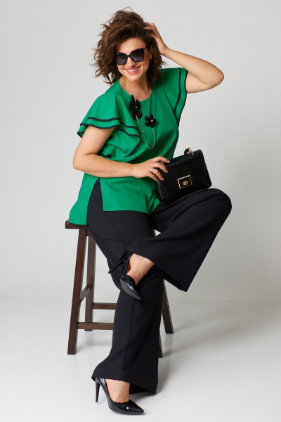 Блуза, брюки EVA GRANT 7182 изумруд - фото 2