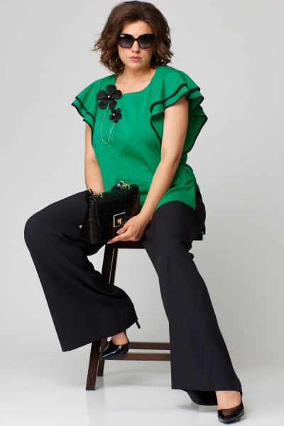 Блуза EVA GRANT 7250-1 изумруд - фото 6