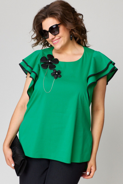 Блуза EVA GRANT 7250-1 изумруд - фото 3