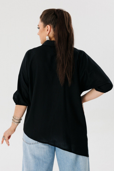 Рубашка голубая, асимметричный крой, легкий текстиль Anelli 1324 земля - фото 5