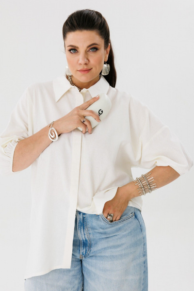 Рубашка белая, классика, удобство, изысканный крой Anelli 1324 воздух - фото 1