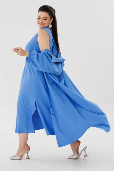 Сарафан голубой, трапеция, легкий вискозный материал Anelli 1472.1 ницца - фото 8