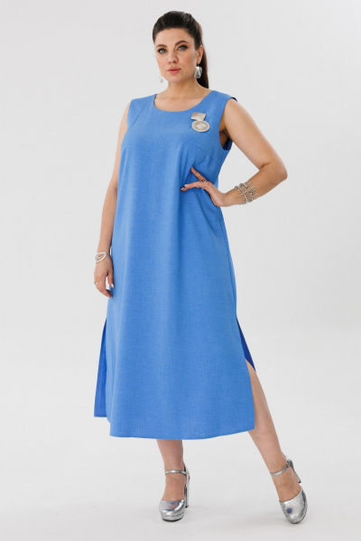 Сарафан голубой, трапеция, легкий вискозный материал Anelli 1472.1 ницца - фото 5