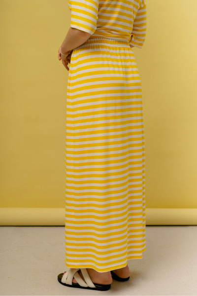 Макси юбка из вискозы с эластичным поясом JRSy 2470 полоса_желтая - фото 3