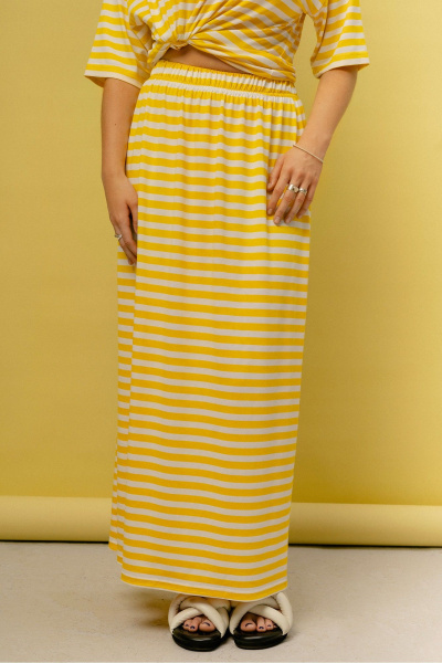 Макси юбка из вискозы с эластичным поясом JRSy 2470 полоса_желтая - фото 2