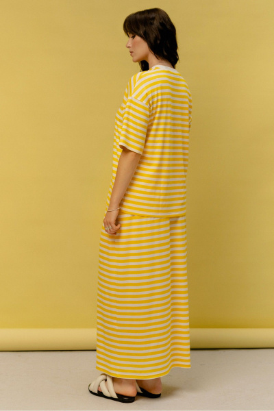 Летний джемпер из трикотажного полотна с полосам и контрастной отделкой JRSy 2477 - фото 3