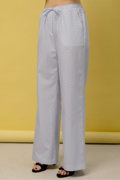 Белые хлопковые брюки с принтом и эластичным поясом JRSy 2479 - фото 3