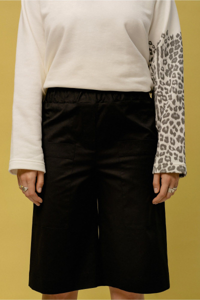 Черные хлопковые шорты с гульфиком и накладными карманами JRSy 2478 черный - фото 3