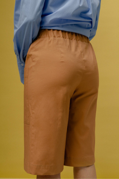 Коричневые хлопковые шорты с притачным поясом и карманами JRSy 2478 коричневый - фото 2