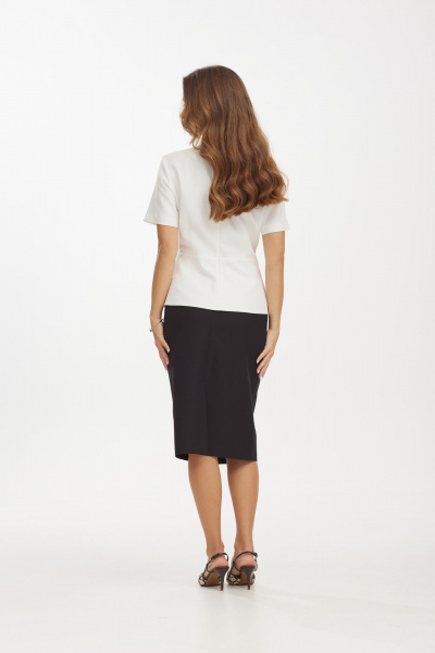 Белый и черный летний комплект блуза и юбка Vesnaletto 3905-2 - фото 6