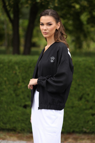 Демисезонный черный леновый жакет на каждый день LARICI 7053 - фото 3