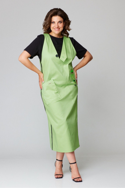 Джинсовый сарафан миди с V-образной горловиной и карманами Danaida 2238 - фото 11