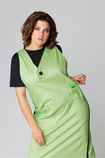 Джинсовый сарафан миди с V-образной горловиной и карманами Danaida 2238 - фото 9