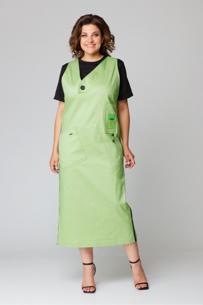 Джинсовый сарафан миди с V-образной горловиной и карманами Danaida 2238 - фото 1