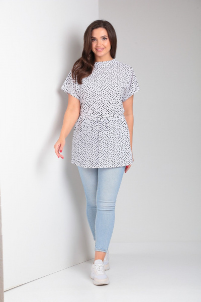 Белая туника с разрезами, плечами-спущенной линией и поясом Modema м.553/2 - фото 5