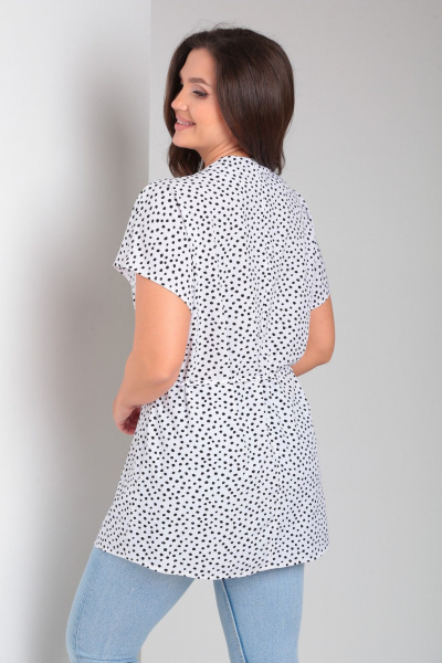 Белая туника с разрезами, плечами-спущенной линией и поясом Modema м.553/2 - фото 4