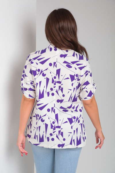 Белая свободная хлопковая рубашка с цельнокроеным рукавом Modema м.755/2 - фото 4