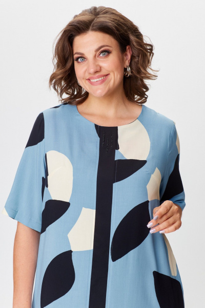 Повседневное летнее платье из вискозы с разрезами Michel chic 2168 голубой - фото 7